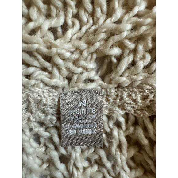 Anthropologie Knitted Knotted Cardigan Ivory  Boho Lace Girly Medium Petite - Picture 3 of 6